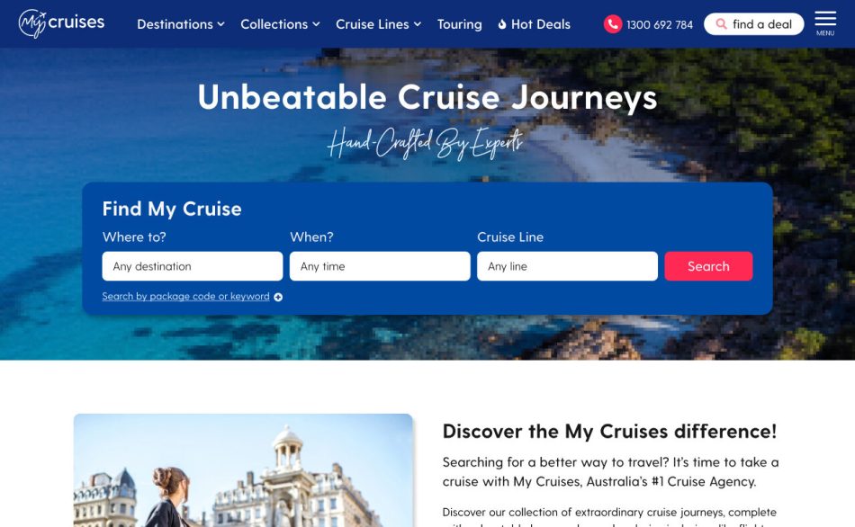 My Cruises hero & menu