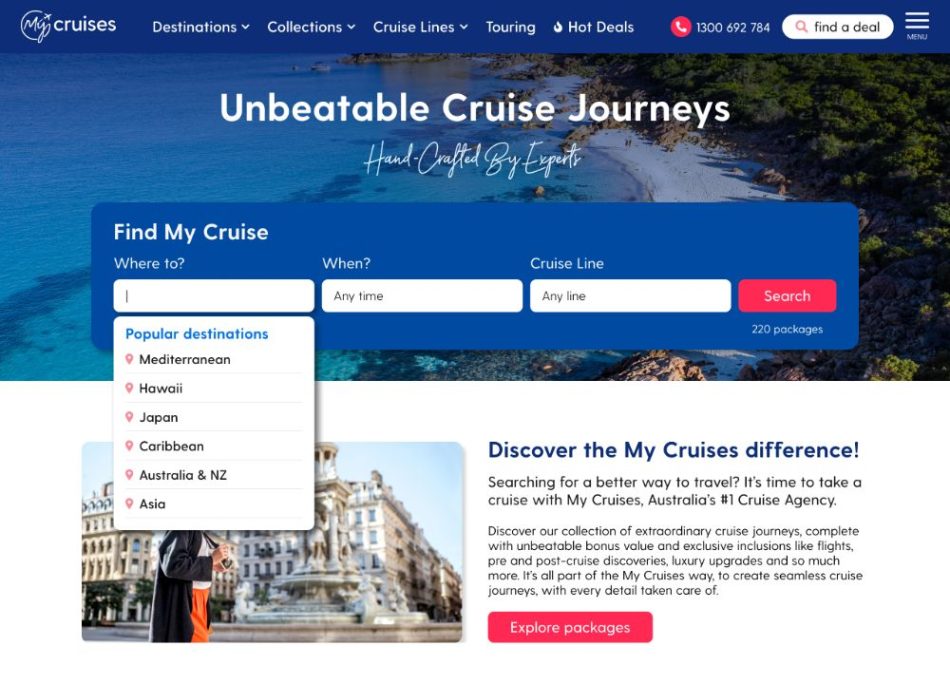 My Cruises - search destinations